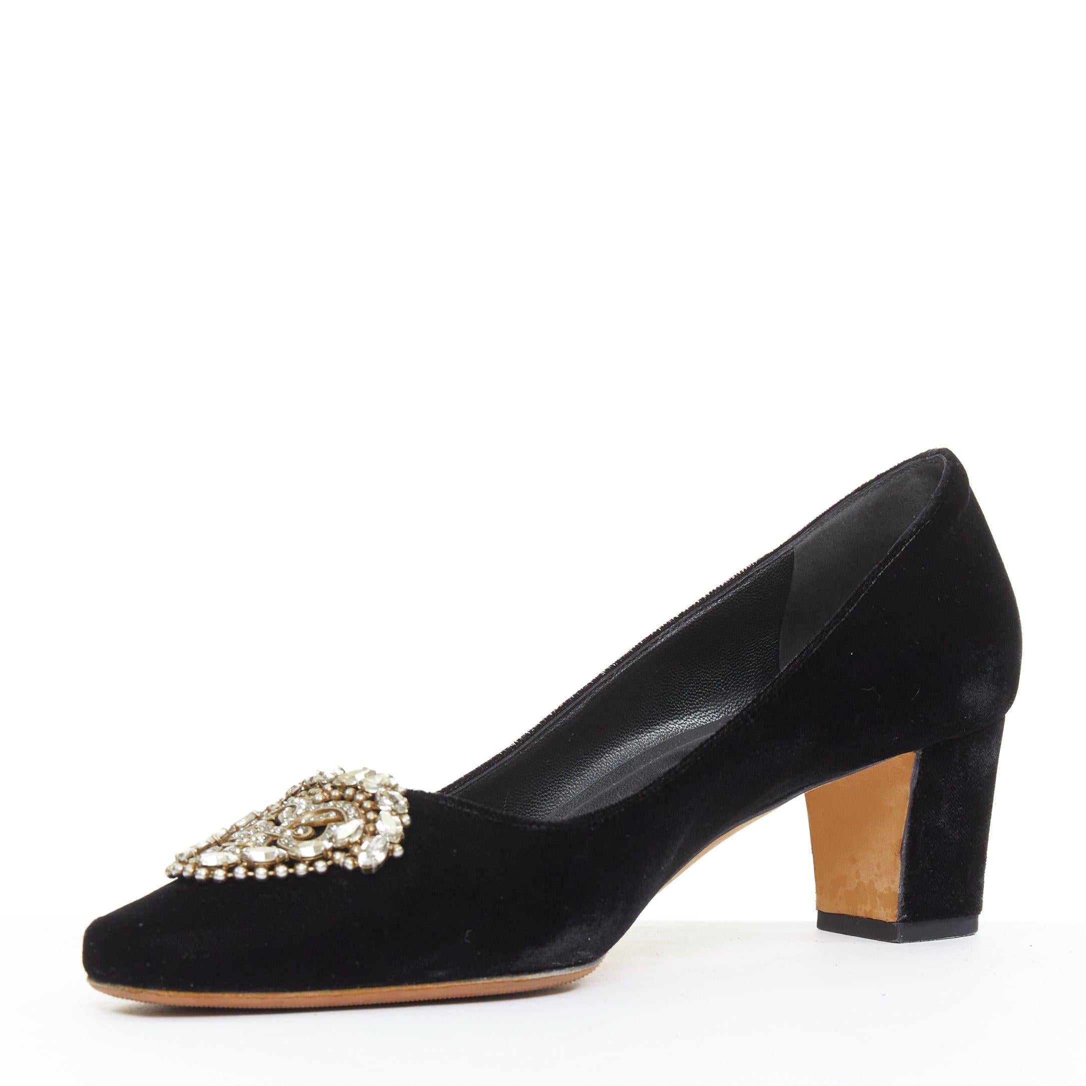 Manolo Blahnik - Escarpins à boucle en velours noir crysta jewell EU39 Pour femmes en vente