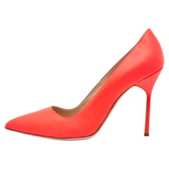 Manolo Blahnik Orange Leather BB Pumps Sze 39