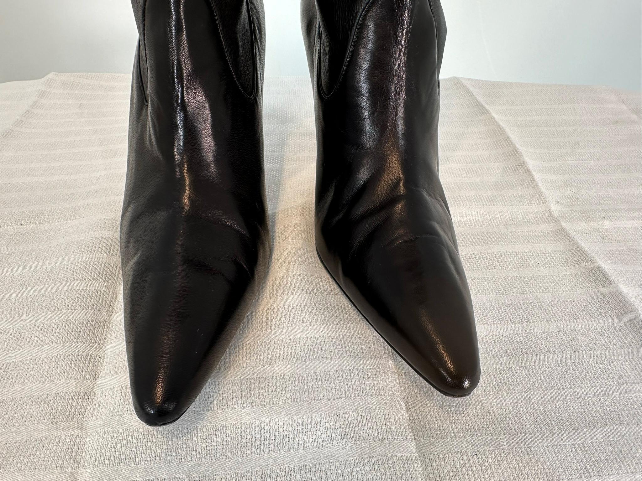 Manolo Blahnik Pascalarehi Black Nappa Leather Over the Knee Boots 37 For Sale 7
