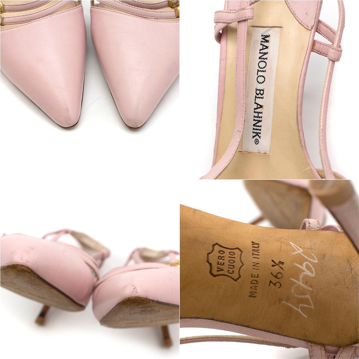 Manolo Blahnik Pink Buckle Detail Slingback Sandals  SIZE 36.5  4