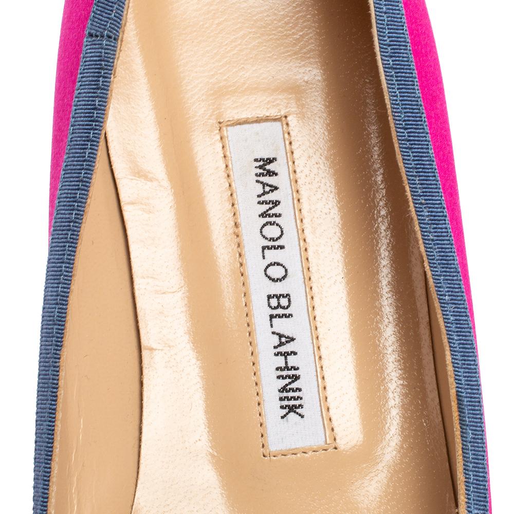 Manolo Blahnik Pink Satin Gotrian Crystal Pointed Toe Flats Size 40.5 2
