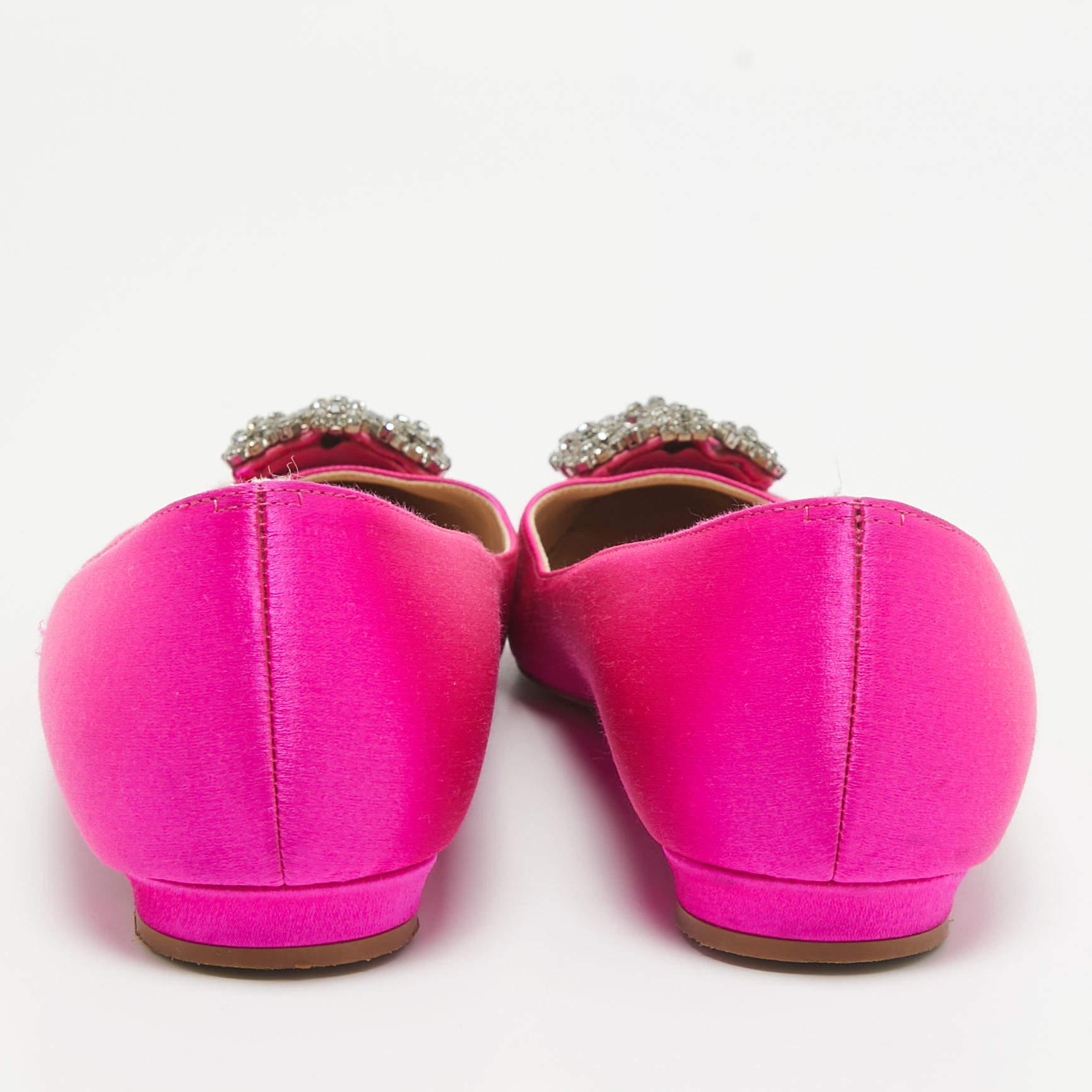 Manolo Blahnik Pink Satin Hangisi Ballet Flats Size 37.5 1