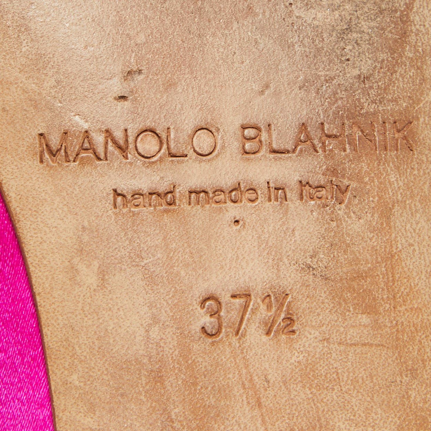 Manolo Blahnik Pink Satin Hangisi Ballet Flats Size 37.5 4