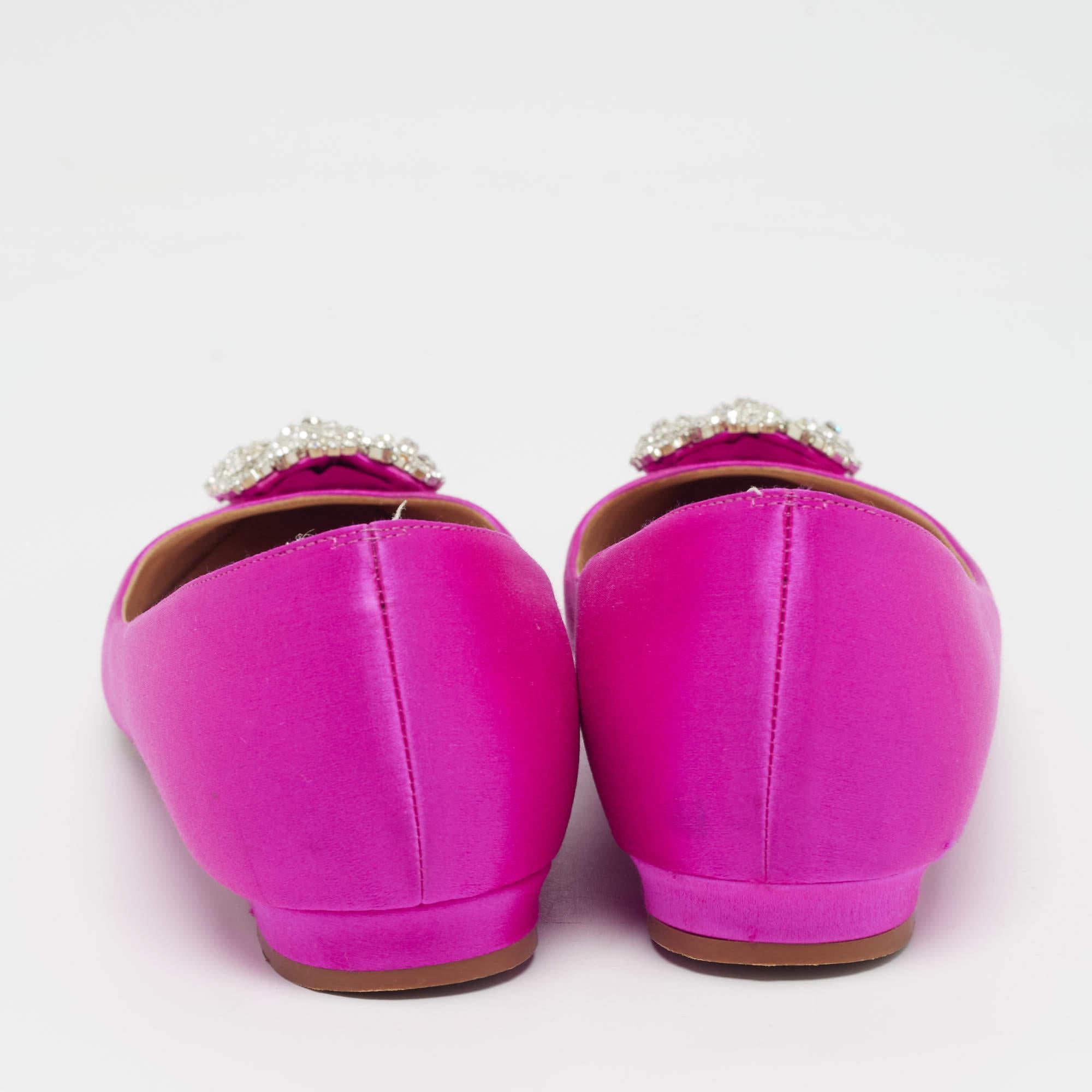 Manolo Blahnik Pink Satin Hangisi Ballet Flats Size 39 For Sale 1