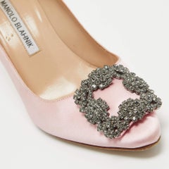 Manolo Blahnik Pink Satin Hangisi Pumps Size 35.5