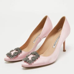 Manolo Blahnik Pink Satin Hangisi Pumps Size 35.5