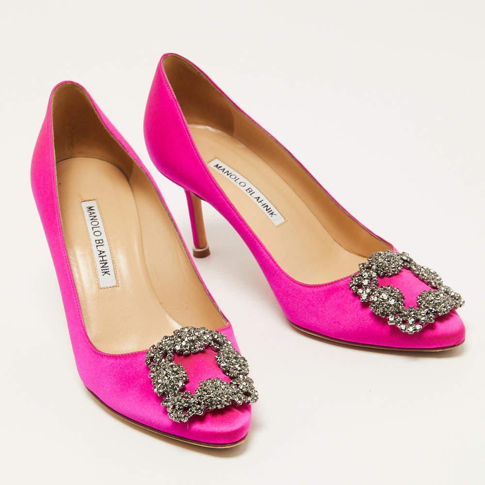 Manolo Blahnik Pink Satin Hangisi Pumps Size 36.5 1