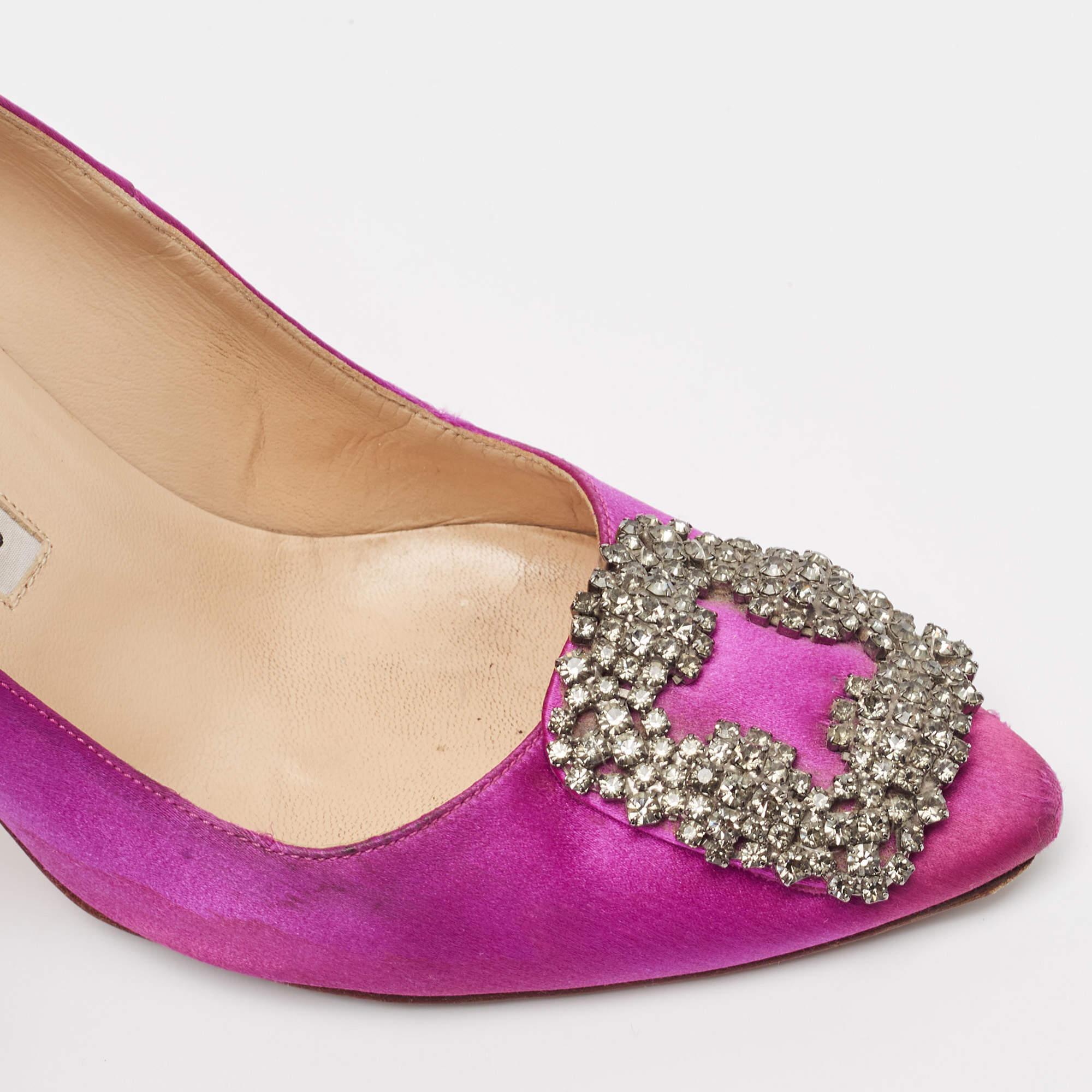 Manolo Blahnik Pink Satin Hangisi Pumps Size 36.5 3