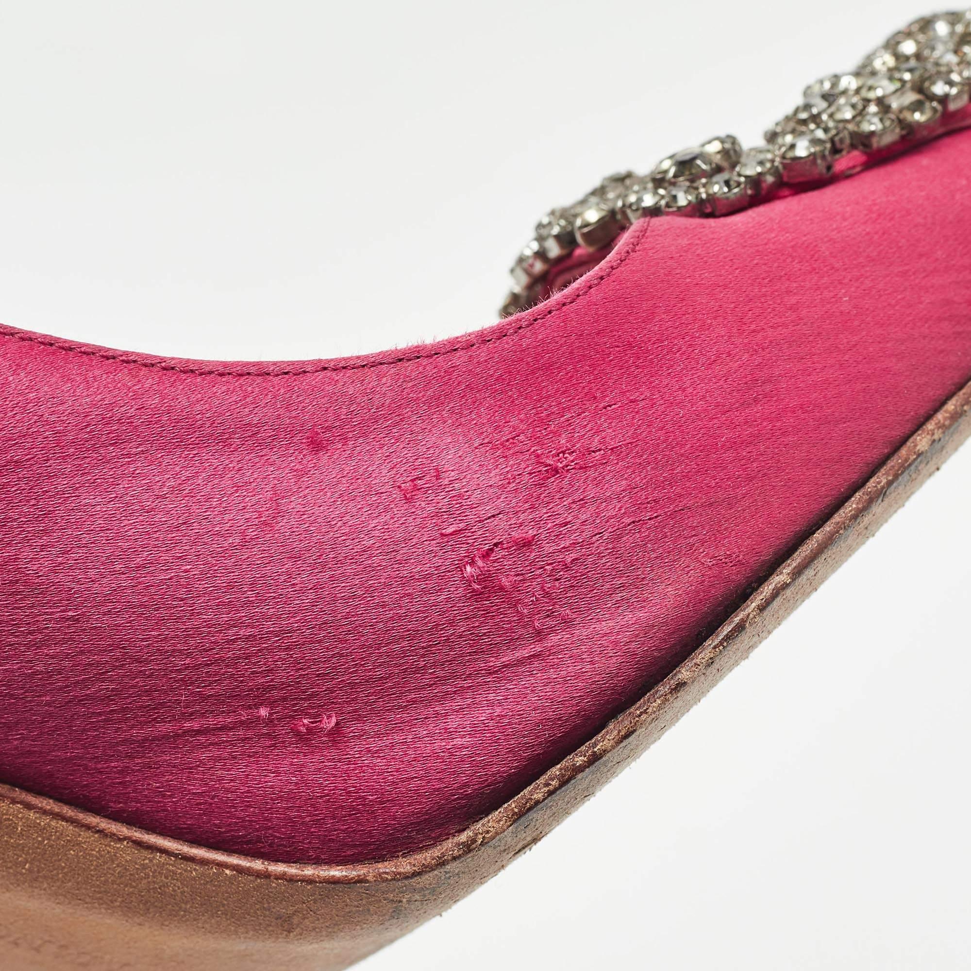 Manolo Blahnik Pink Satin Hangisi Pumps Size 37 1