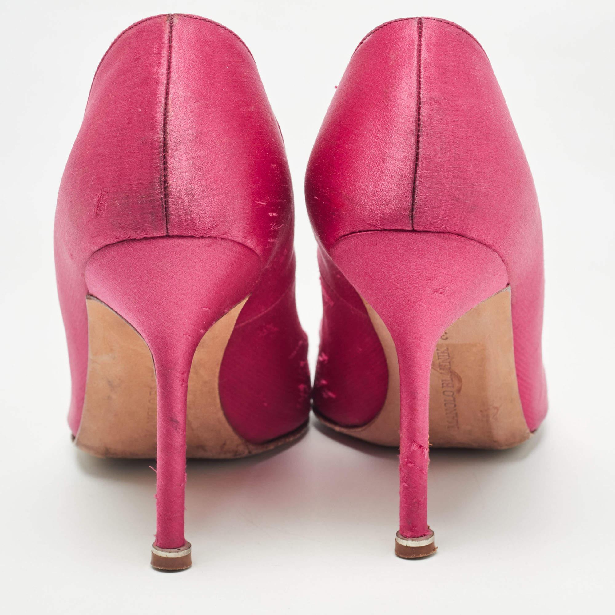 Manolo Blahnik Pink Satin Hangisi Pumps Size 37 2