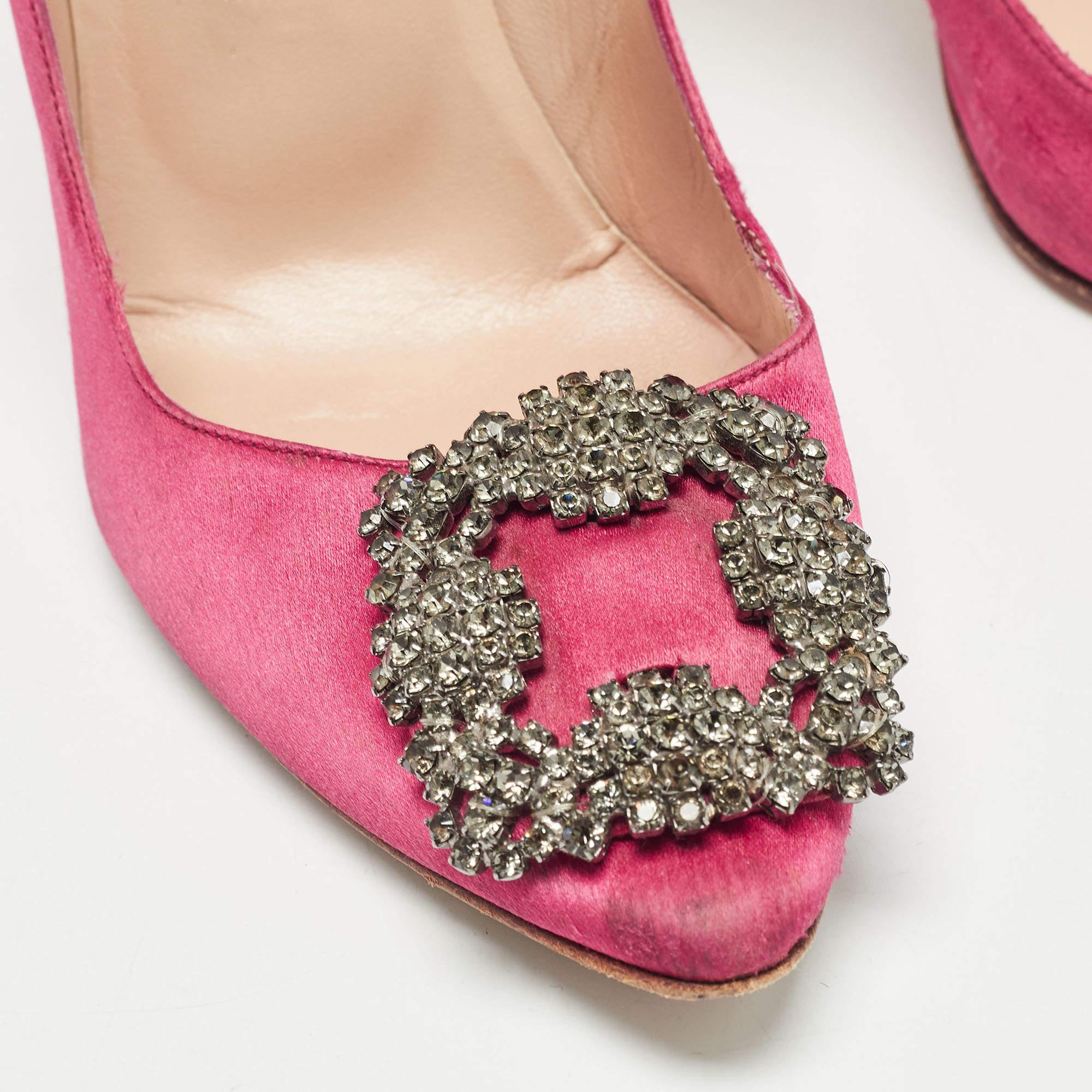 Manolo Blahnik Pink Satin Hangisi Pumps Size 37 4
