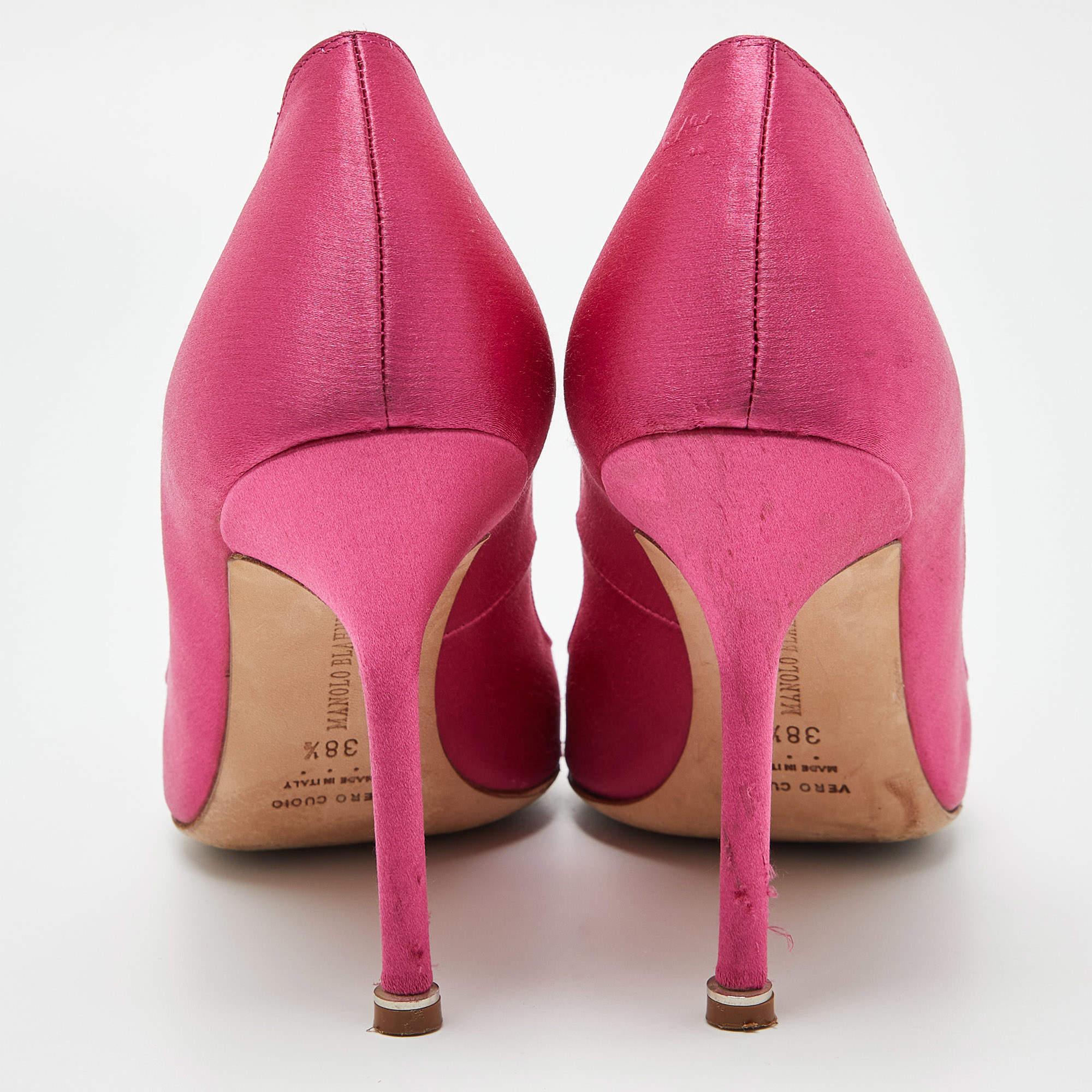 Manolo Blahnik Pink Satin Hangisi Pumps Size 38.5 2