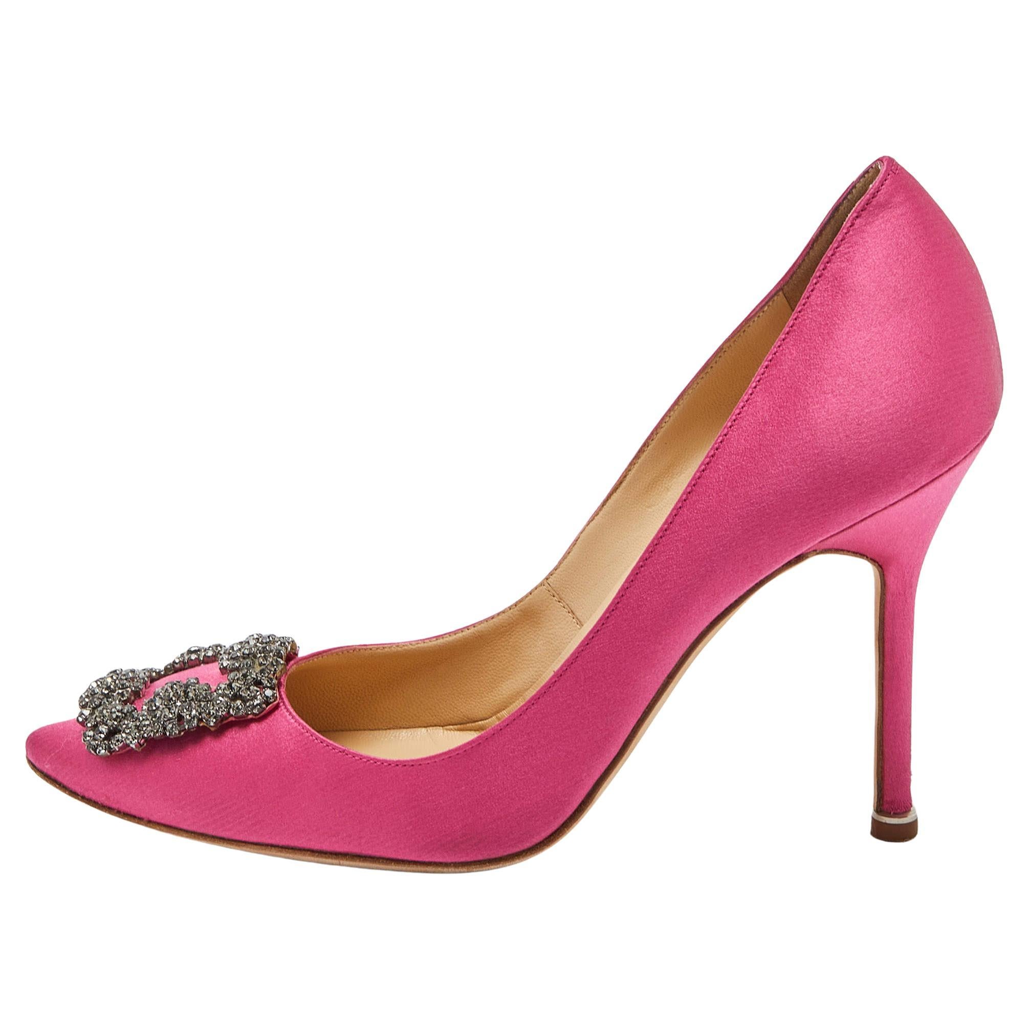 Le Silla Fuchsia Pink Suede Peep Toe Crystal Embellished Heel Platform ...