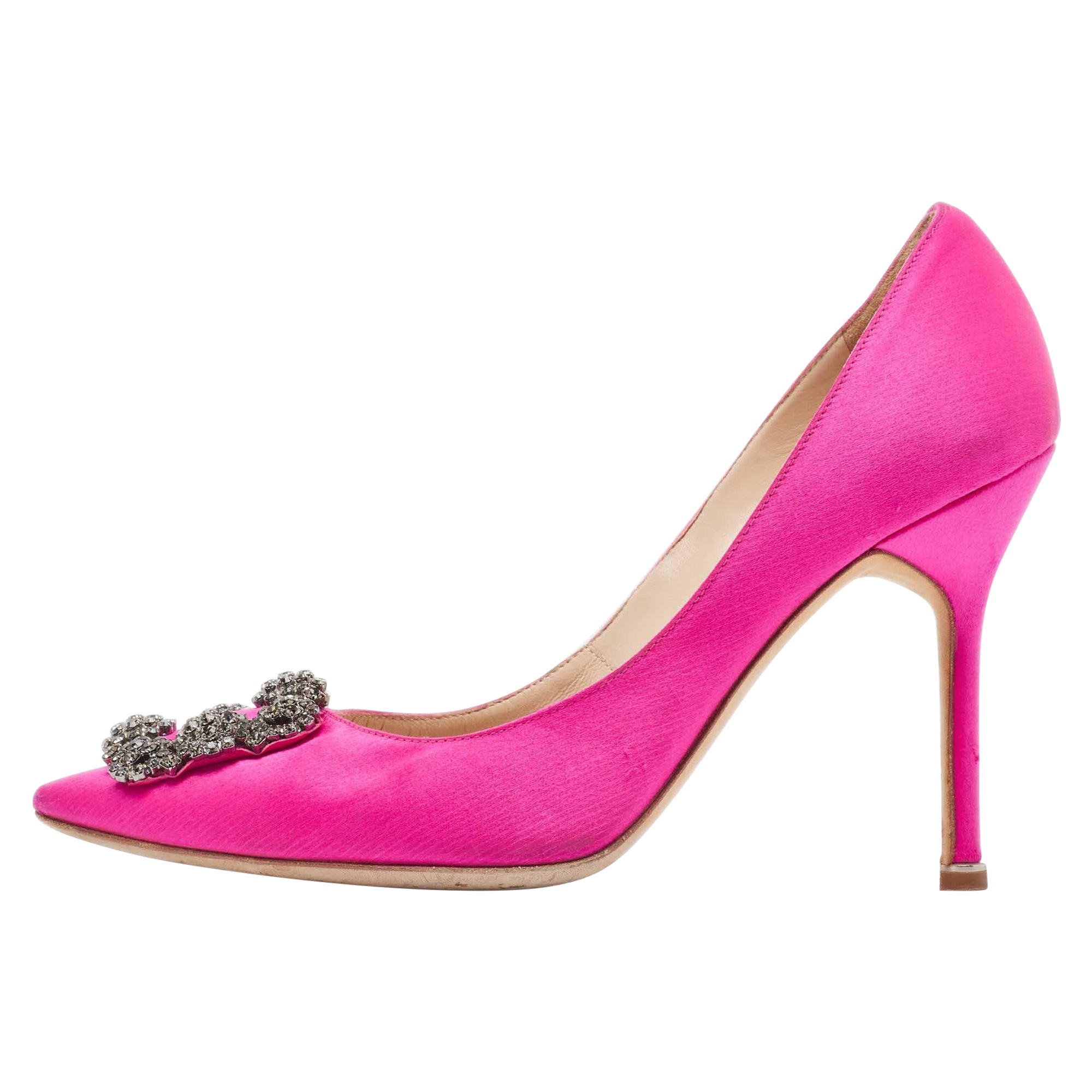 Manolo Blahnik Pink Satin Hangisi Pumps Size 39