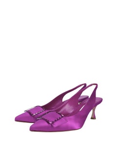 Manolo Blahnik Pink Satin Slingback Heels - EU 37.5