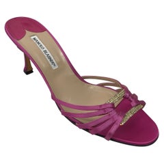 Manolo Blahnik Pink Satin Strappy Heel-40