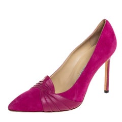 Manolo Blahnik Pink Suede And Leather Pumps Size 37