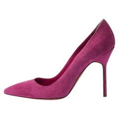 Manolo Blahnik Pink Suede BB Pointed Toe Pumps Size 35.5