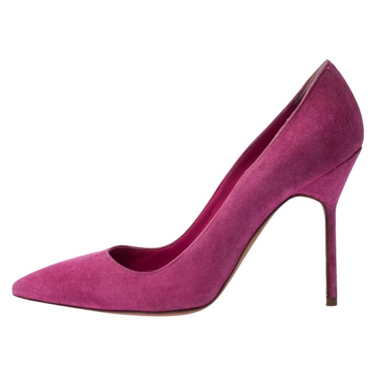 Manolo Blahnik Pink Suede BB Pointed Toe Pumps Size 35.5 at 1stDibs