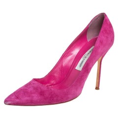 Manolo Blahnik Pink Suede BB Pointed Toe Pumps Size 39