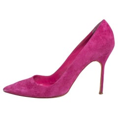 Manolo Blahnik Pink Suede BB Pointed Toe Pumps Size 39