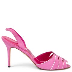 MANOLO BLAHNIK pink suede Slingback Sandals Shoes 40