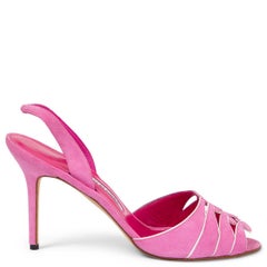 MANOLO BLAHNIK Rosa Wildleder-Sandalen mit Slingback 40