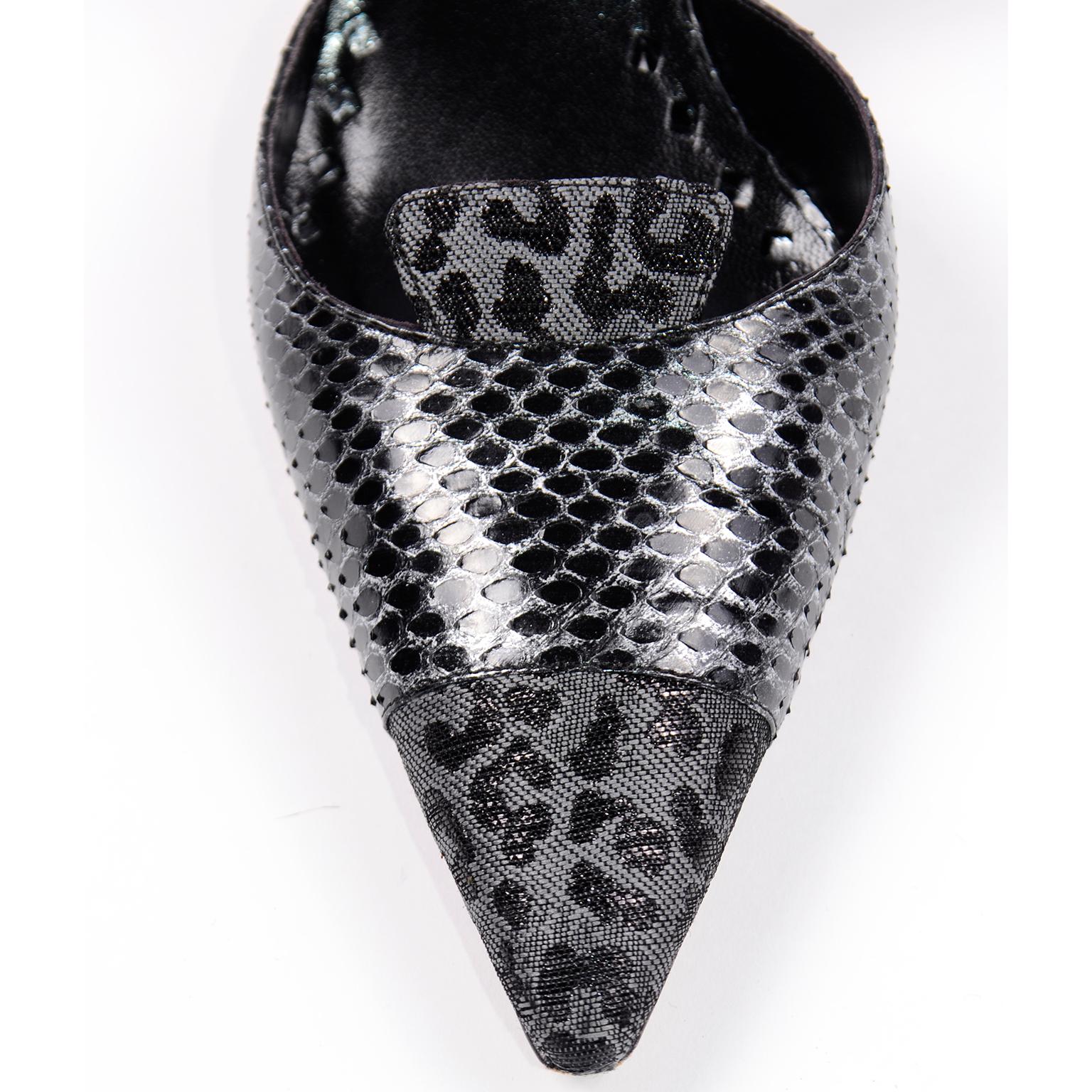 Manolo Blahnik Ploiesti Snakeskin Shoes With Leopard Print Toes For Sale 3