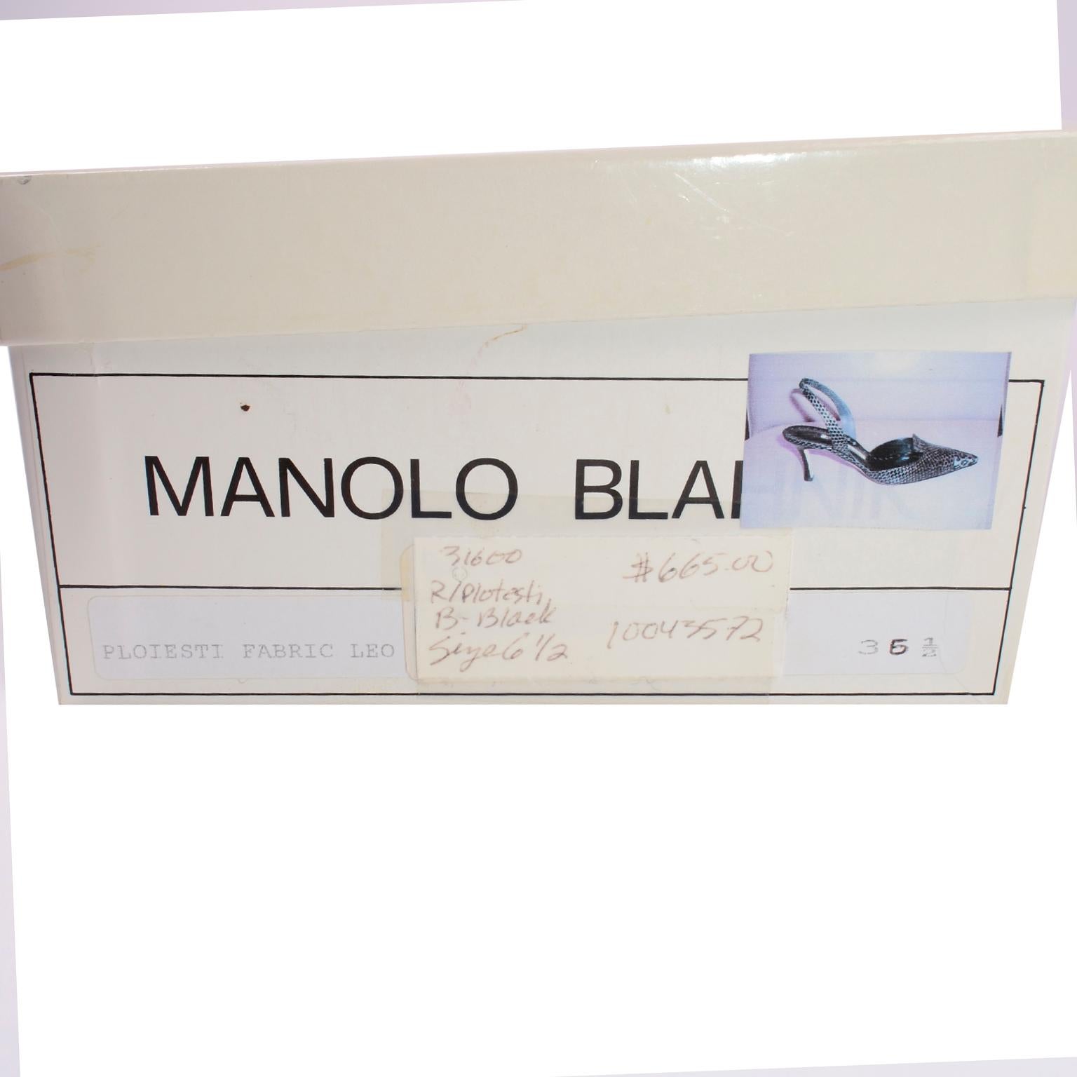 Manolo Blahnik Ploiesti Snakeskin Shoes With Leopard Print Toes For Sale 6