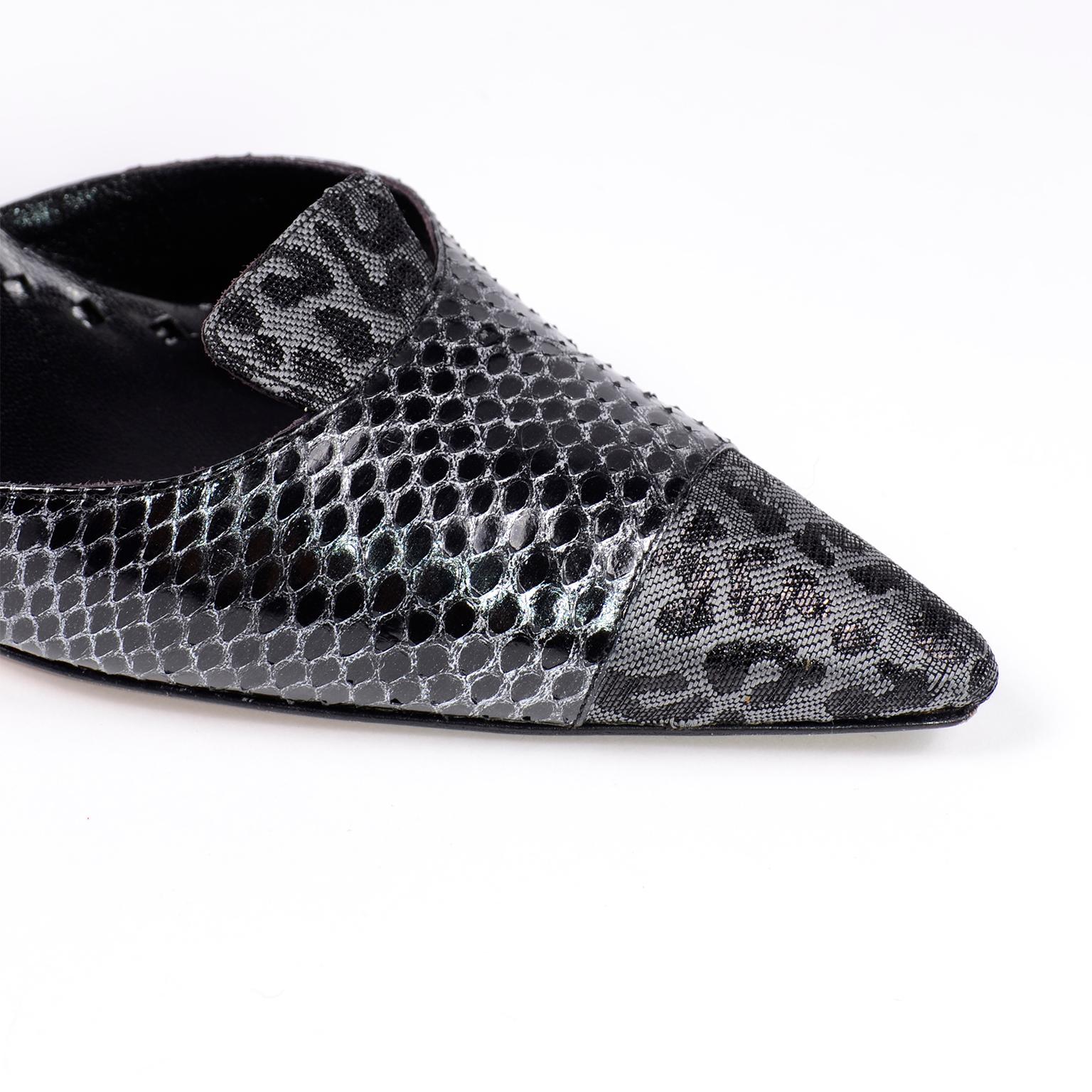 Manolo Blahnik Ploiesti Snakeskin Shoes With Leopard Print Toes For Sale 1