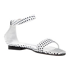 Manolo Blahnik Polka Dot Ankle Strap Flat Sandals Size IT 37