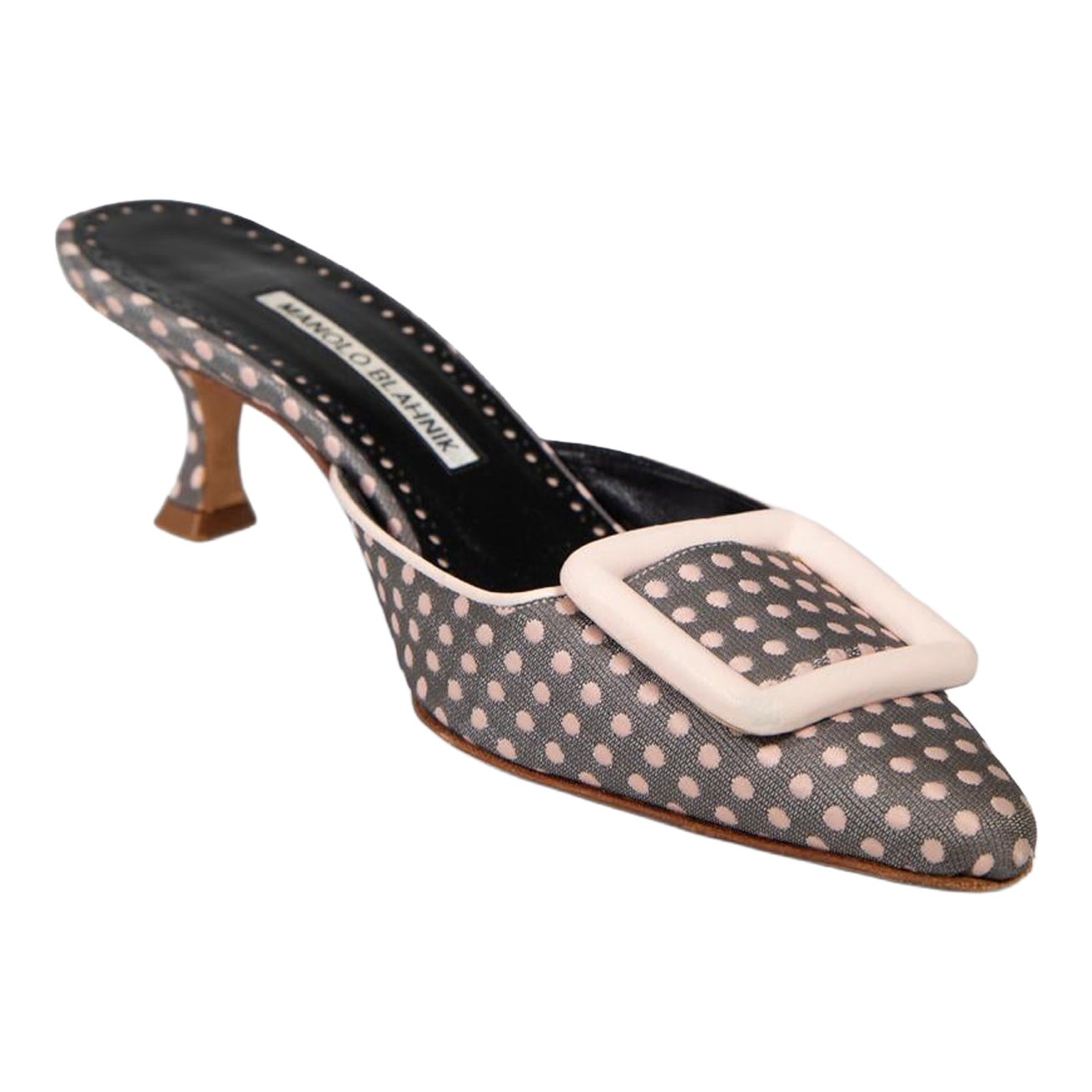 Manolo Blahnik Polkadot Pointed Toe Mules Size IT 37 For Sale