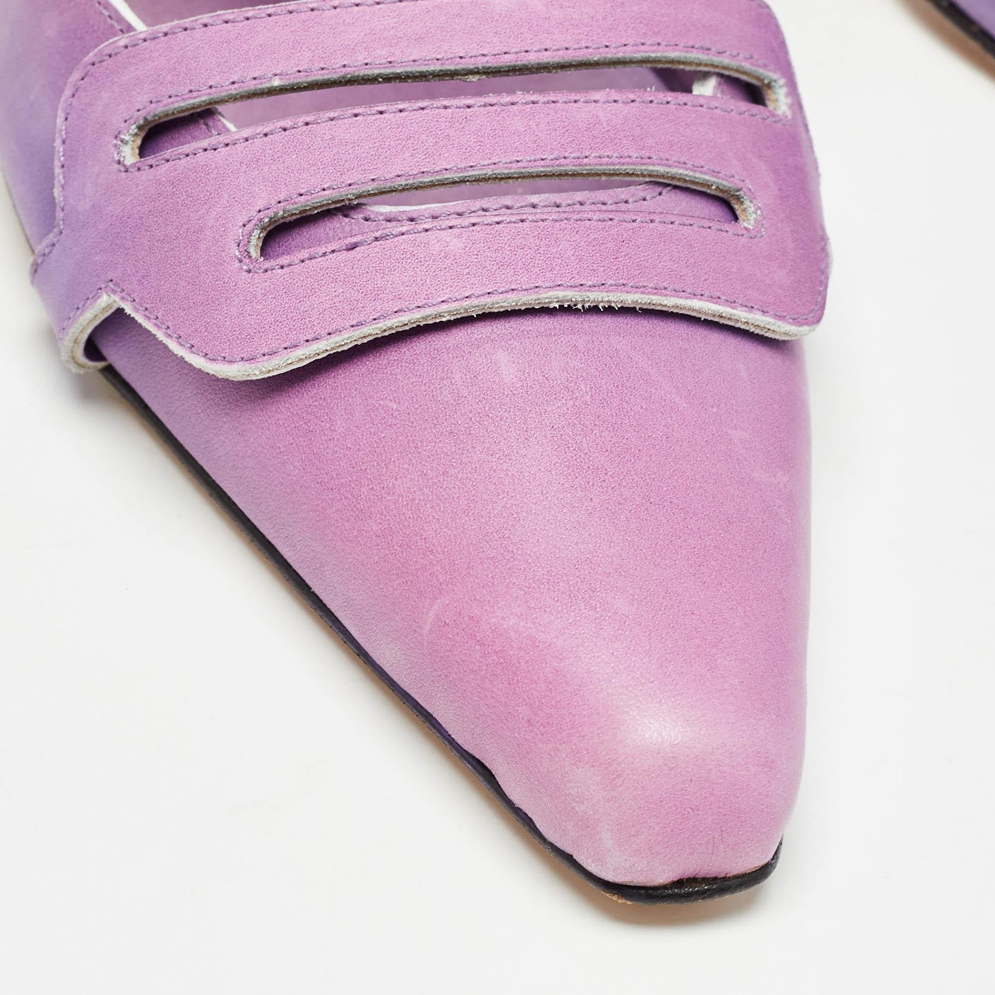 Manolo Blahnik Purple Leather Slingback Pumps Size 39 3