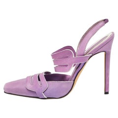 Manolo Blahnik Purple Leather Slingback Pumps Size 39