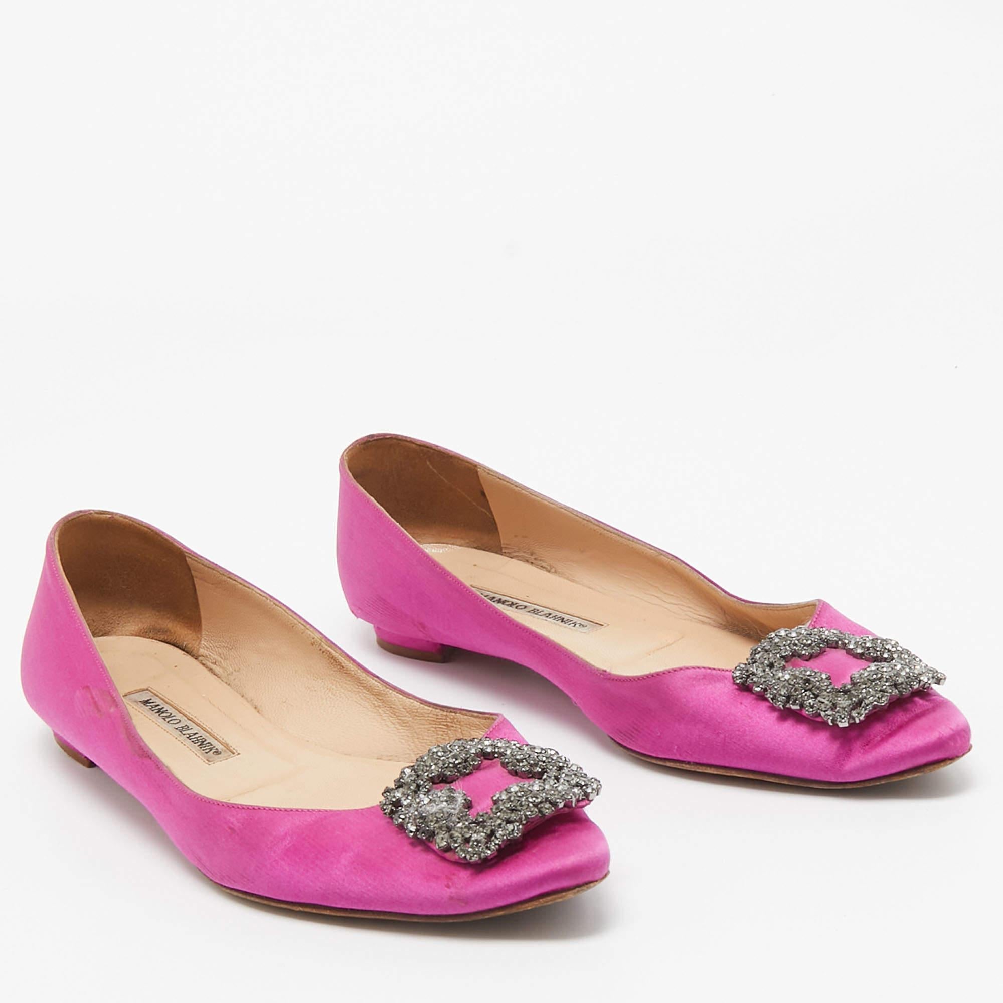 Women's Manolo Blahnik Purple Satin Hangisi Ballet Flats Size 39.5