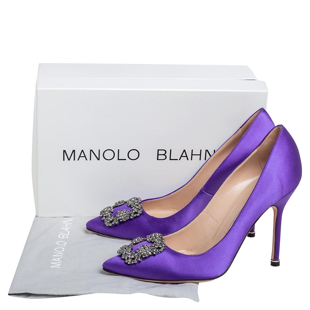 Manolo Blahnik Purple Satin Hangisi Pumps Size 39 2