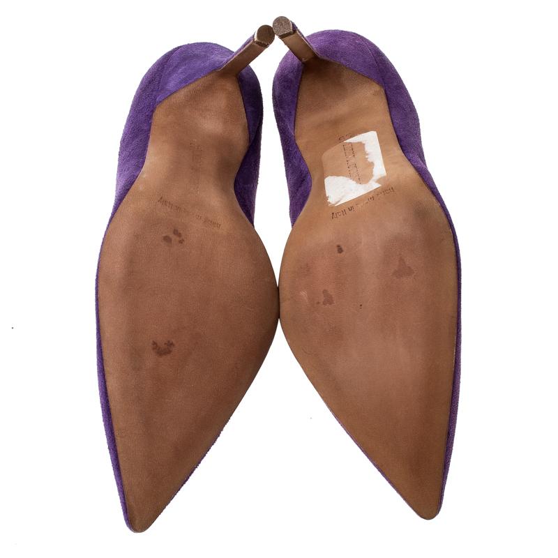 Manolo Blahnik Purple Suede BB Pointed Toe Pumps Size 35 at 