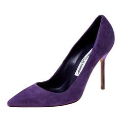 purple suede pumps Used Manolo Blahnik Purple Suede BB Pointed Toe Pumps Size 35