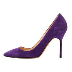 Used Manolo Blahnik Purple Suede BB Pointed Toe Pumps Size 36