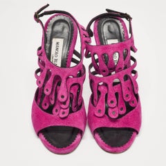 Manolo Blahnik Purple Suede Toubib Ankle Strap Sandals Size 36