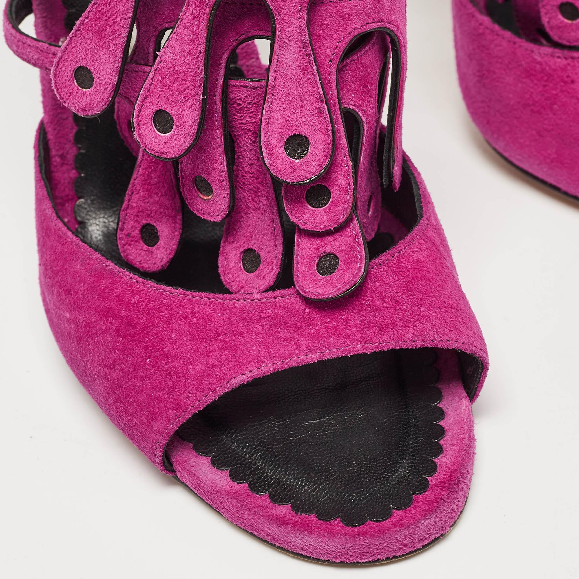 Manolo Blahnik Purple Suede Toubib Ankle Strap Sandals Size 36 For Sale 1