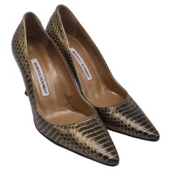 Manolo Blahnik Python Pumps in Animal Print Leather