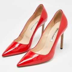 Manolo Blahnik Red Patent Leather Pointed Toe Pumps Size 40