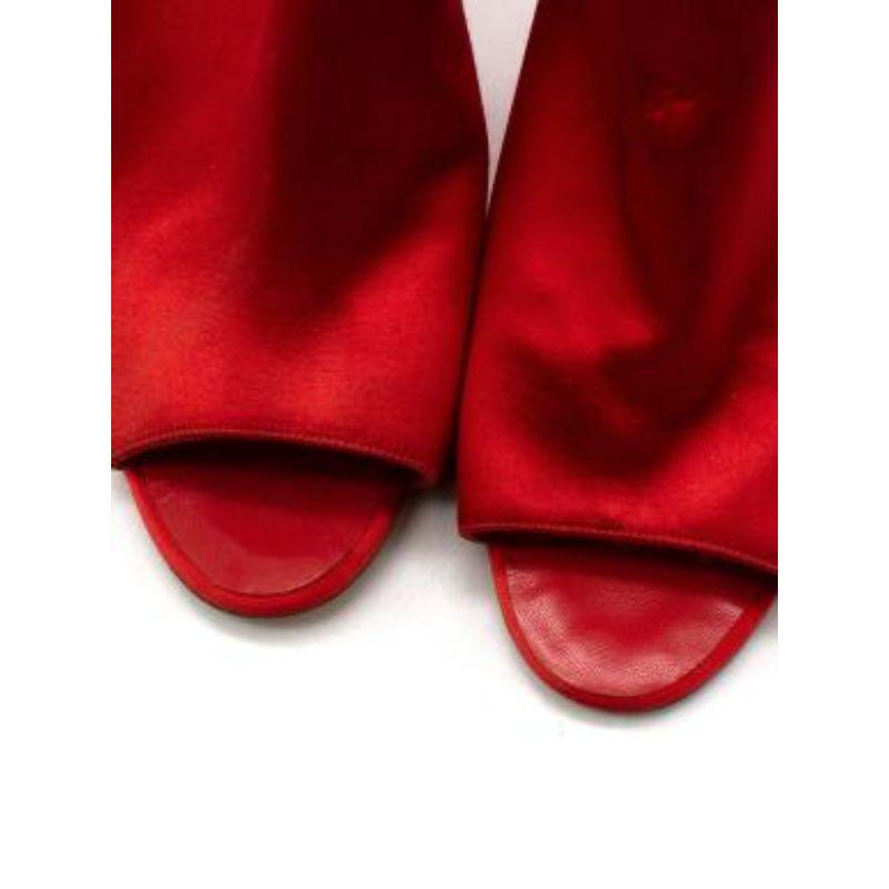 Women's Manolo Blahnik red satin high-vamp heeled mules For Sale