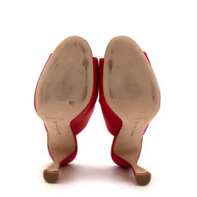 Manolo Blahnik red satin high-vamp heeled mules For Sale 2