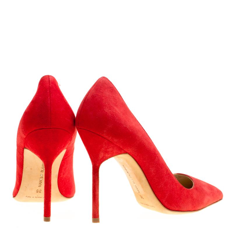Manolo Blahnik Red Suede BB Pointed Toe Pumps Size 36 1