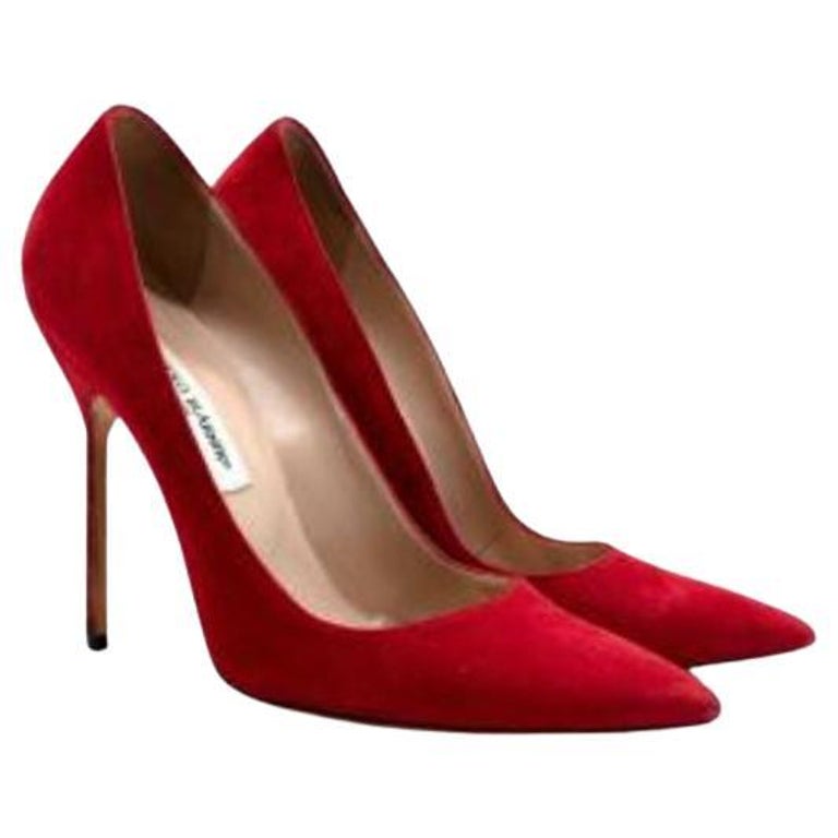 MANOLO BLAHNIK Red Suede Pointed Pumps main image 1