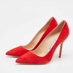 Manolo Blahnik Red Suede BB Pumps Size 36.5