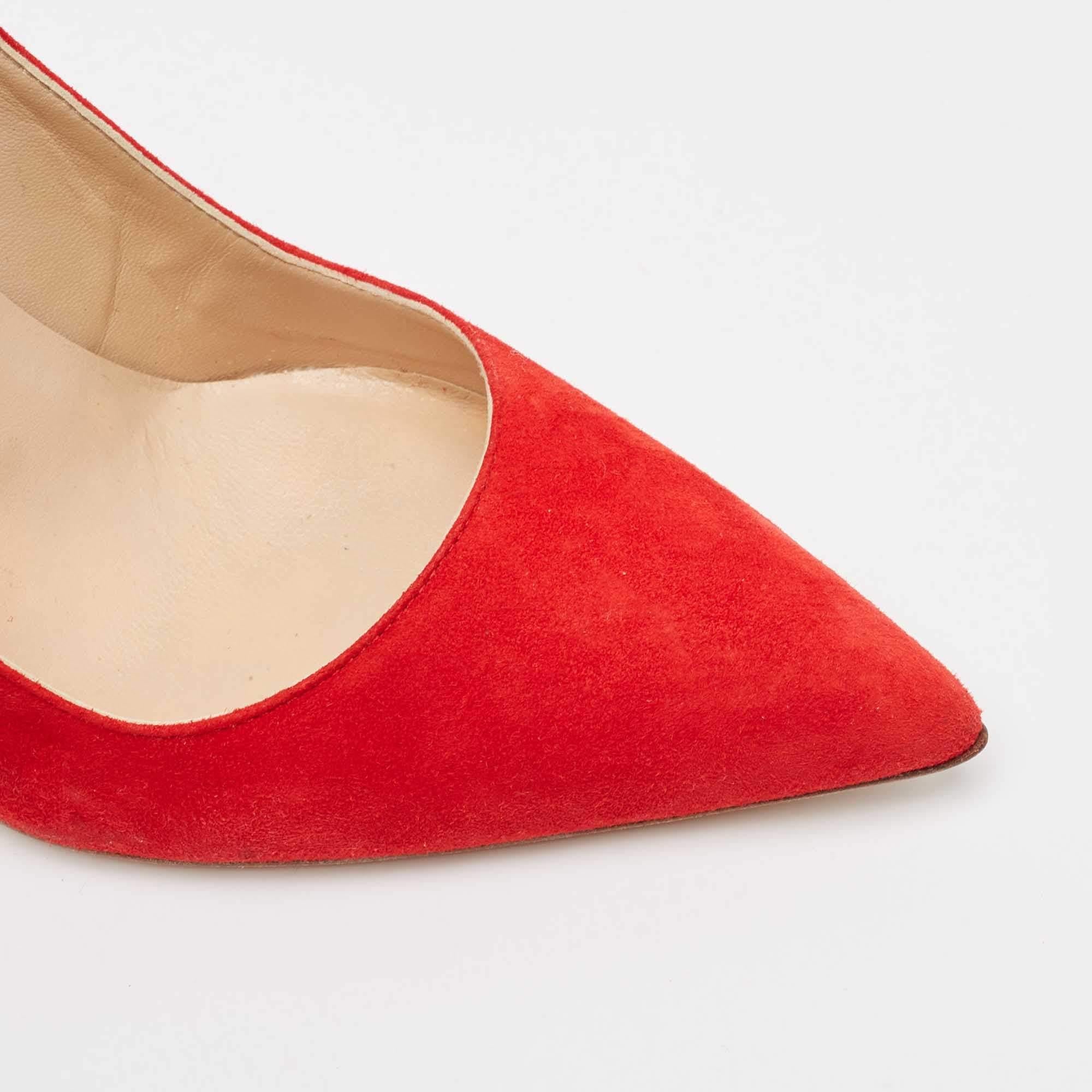 Manolo Blahnik Escarpins BB en daim rouge Taille 36.5 en vente 2