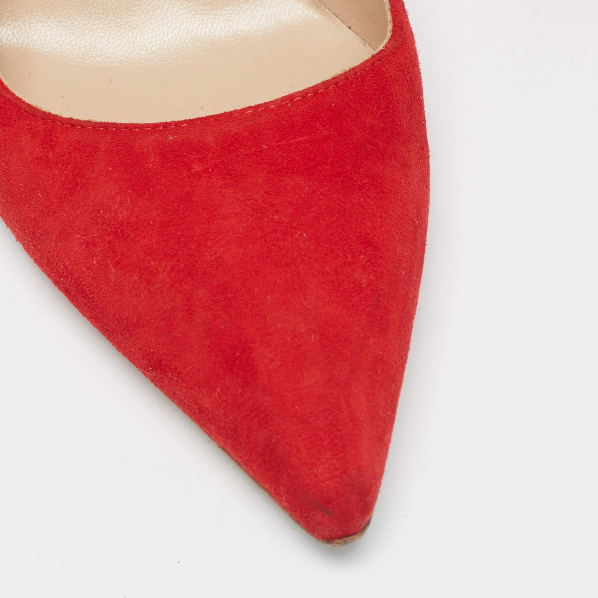 Manolo Blahnik Red Suede BB Pumps Size 36.5 For Sale 4